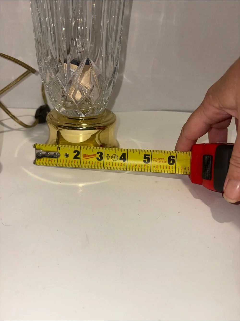 Crystal Glass and Gold Table Lamp Pair - Clear and Gold